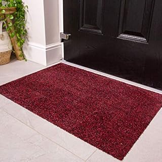 The Rug House Hardwearing Washable Gel Rubber Backed Front Door Entrance Mat Red Durable Absorbent Non Slip Dirt Trapper Hallway Kitchen Utility Doormat Hygienic 40cm x 60cm