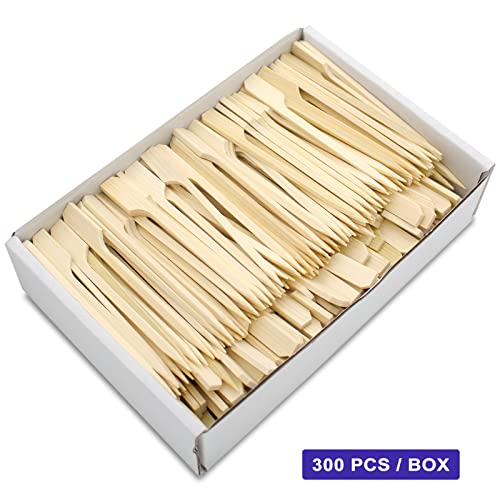 Blue Top 300Pcs Bamboo Paddle Picks, 3.5 Inch Sturdy Flat Skewers Food Appetizer Toothpicks For For Fruit, Grilling, Drink, Bbq, Barbecue, Yakitori Chicken, Fondue, Roasting,Cocktail, Marshmallow #TOP2