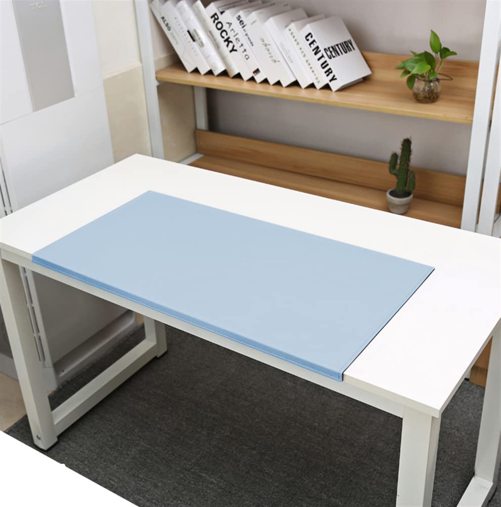 SK Studio Schreibtischunterlage mit Kantenschutz wasserdichte PU Leder, rutschfeste mit Kantenverriegelung Mausunterlage für Computertastatur, PC und Laptop Hellblau, 60x30cm