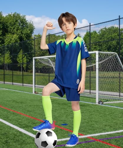 M2C Boys 2-Pack Jersey Soccer Knit Set Sport Team Uniform Shirt and Shorts 11-12 Navy/Gradient White