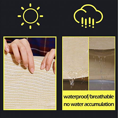 Malla protectora solar beige contra el calor extremo en pérgolas de patio con ojales de 5m 4