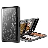 美しくスタイリッシュでシンプルな片側メタルのレディース&メンズシガレットケース、120年代のカプリシガレットを20本収納(柄ブラック、20個120本)