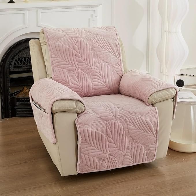 Housse Fauteuil Relax Velours Imperméable Rose - Protection Antidérapante