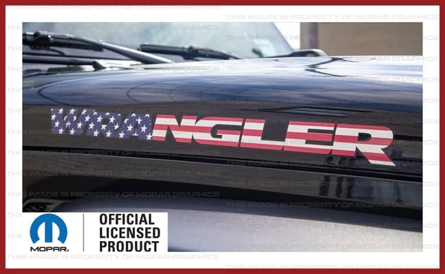 Decal Mods Wrangler Hood Graphic Decals Stickers fits Jeep Wrangler JK & JL (2007-2022) USA Flag w/Black Outline (Set of 2) | FJ9F5