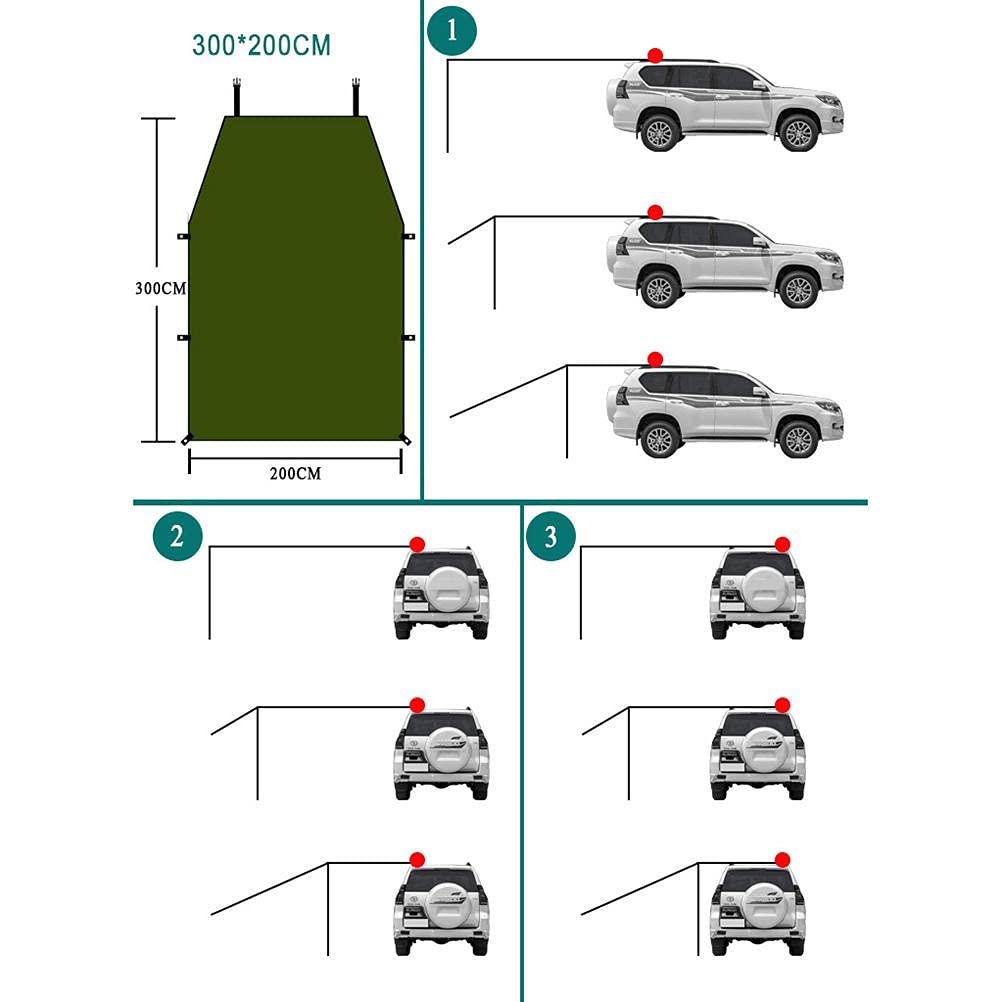 Srliya Tente de Camping pour SUV avec Auvent Latéral et Extension Arrière - Coffre de Voiture et Remorque Portable pour Voyage
