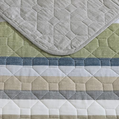 Image of Eddie Bauer - Full /Queen Quilt Set, Cotton Reversible Bedding Set with Matching Shams, Lightweight Home Decor for All Seasons (Salmon Ladder Beige, Full /Queen)