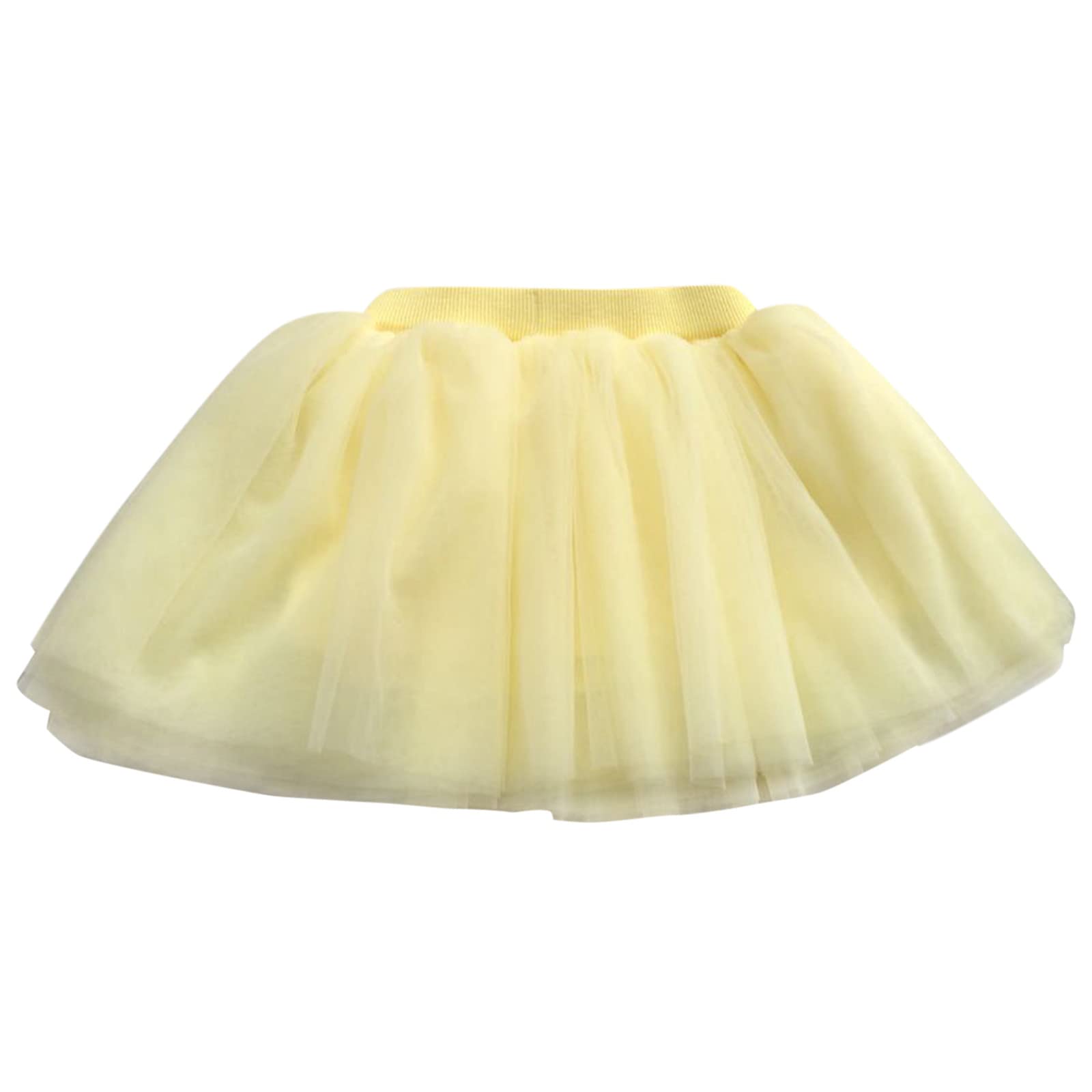 Girls Layered Tutu Tulle Skirt Baby Toddler Girls Elastic Waist Tutu Skirts Princess Skirt (Yellow, 12-18 Months)