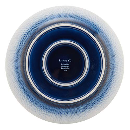 Pfaltzgraff Eclipse Blue 16-Piece Stoneware Round Dinnerware Set, 1 Inch Dinner Plate, 8 Inch Salad Plate, 6 Inch Soup Cereal Bowl (26 Ounce) And 14 Ounce Mug, Blue/White #TOP3