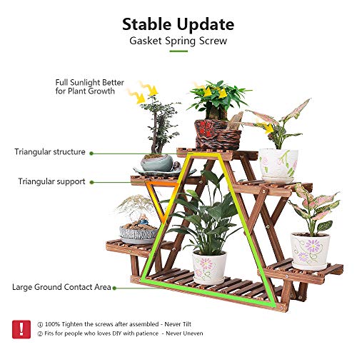 Coogou Wood Plant Stand Indoor - 6 Tiered Plant Shelf Triangle Shape Plant Stands Rack Corner, Multi Tiered Flower Pot Holder For Patio Corner Balcony Garden Yard Living Room (Large, Wooden Plant Stand For Multiple Plants) #TOP2