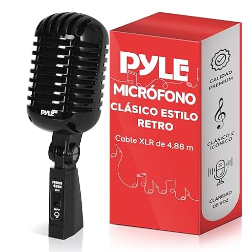 PYLE Micrófono vintage, Vocal, Dinamico, Unidireccional, Cable XLR, Universal | Ya disponible en tu tienda friki favorita! En mundofriki.es!