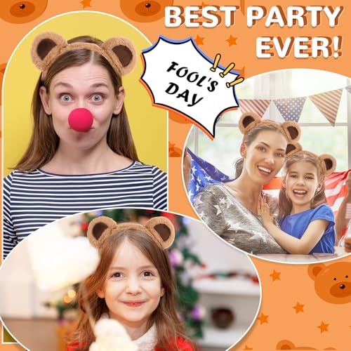 Qianyu Brown Bear Ears Headband Party Headwear Makeup Face Washing Hairband Cute Animal Hair Bands Festival Cosplay Costume Carnival Decoration Hair Hoops for Women Girls Christmas Halloween - Image 3