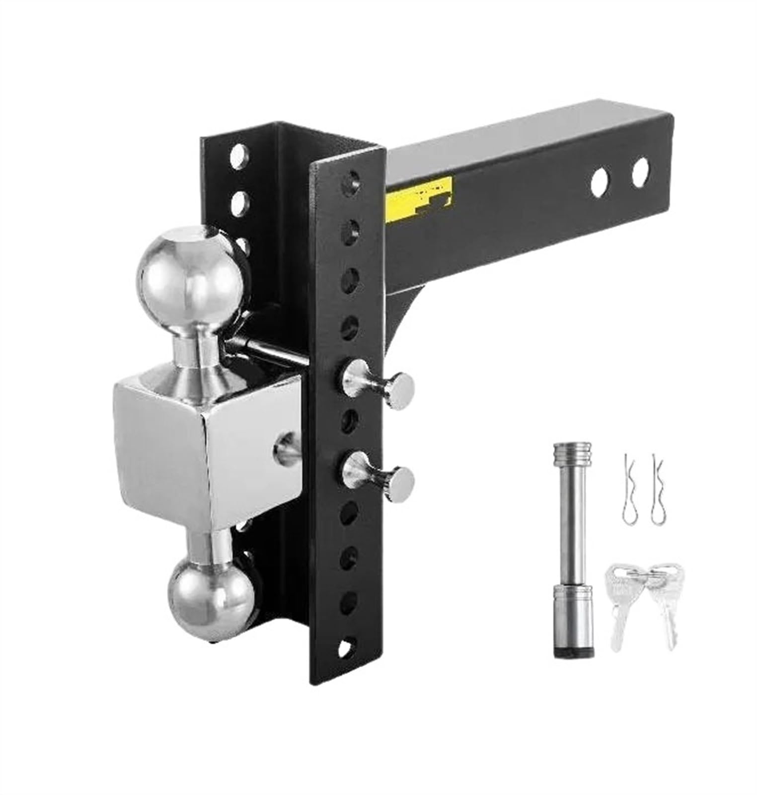 hak holowniczy Regulowany zaczep holowniczy 6/8" Rise & Drop Hitch Ball Mount Tow z zamkiem na kluczyk do holowania przyczep samochodowych i ciężarowych adapter do przyczepki(8 inch)