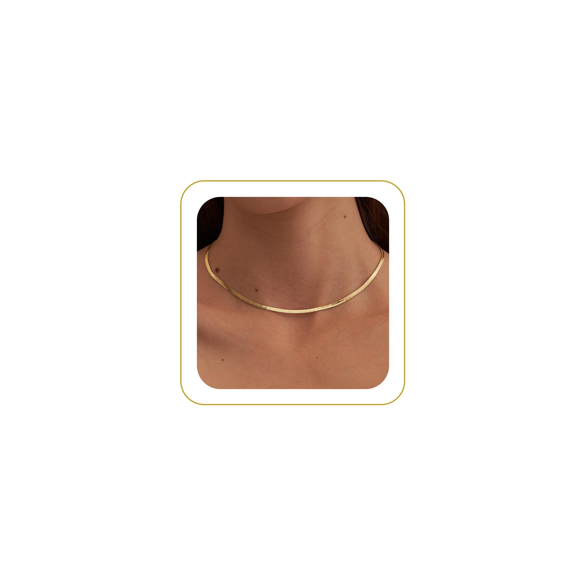 Collar de Cadena de Serpiente Chapado en Oro/Plata de 14 Quilates, Collar de Espiga, Gargantilla de Oro, Collares para Mujeres y niñas, Regalos, joyería de 1,5/3/5 mm (Ancho) 14'/16'(Largo)