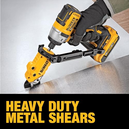 DEWALT-Metal-ShearCutter-Drill-Attachment-Impact-Ready-360-Degree-Pivoting-Head-Cuts-18GA-Material-DWASHRIRYellow-Black