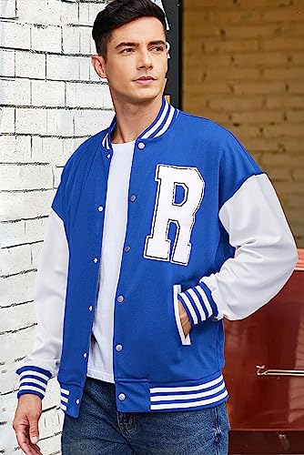 Coofandy Varsity Jacket Blue Men Cool Baseball Letterman Jacket Coats Fashion Oversized #TOP1