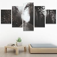 SIGNWIN 5 Panel Canvas Wall Art Foggy Trees for Home Decorations Ready to Hang - 60
