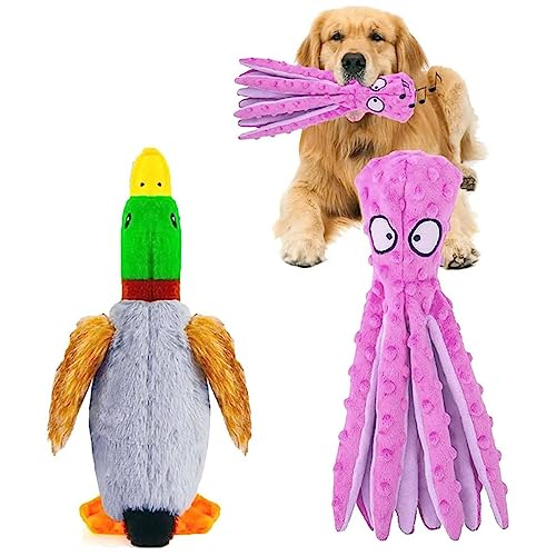 Okvsko Dog Squeaky Toys Plush Chew Toy No Stuffing For Puppies, Small, Medium, And Large Pets 2 Pack #TOP25