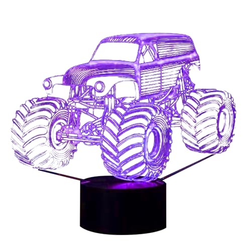 Lámpara de escritorio 3D monster tractor multicolor miniatura 3