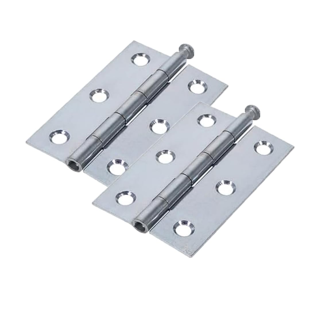 SCORPIO HARDWARE® Butt Hinge Loose Pin 3" 75mm Pair White Zinc Plated Including Fixing Screws (Zinc Plated)