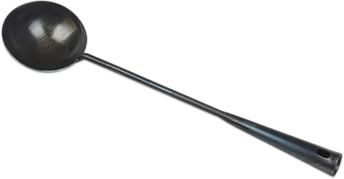 ZhenSanHuan - Juego de espátula y cucharón de hierro tradicional chino hecho a mano, utensilios largos wok (escalón)