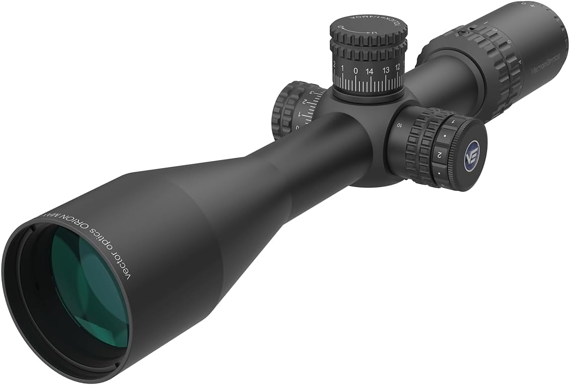 The Vector Optics Orion Pro Max 3-18x50 HD SFP Rifle Scope mounted on a firearm.