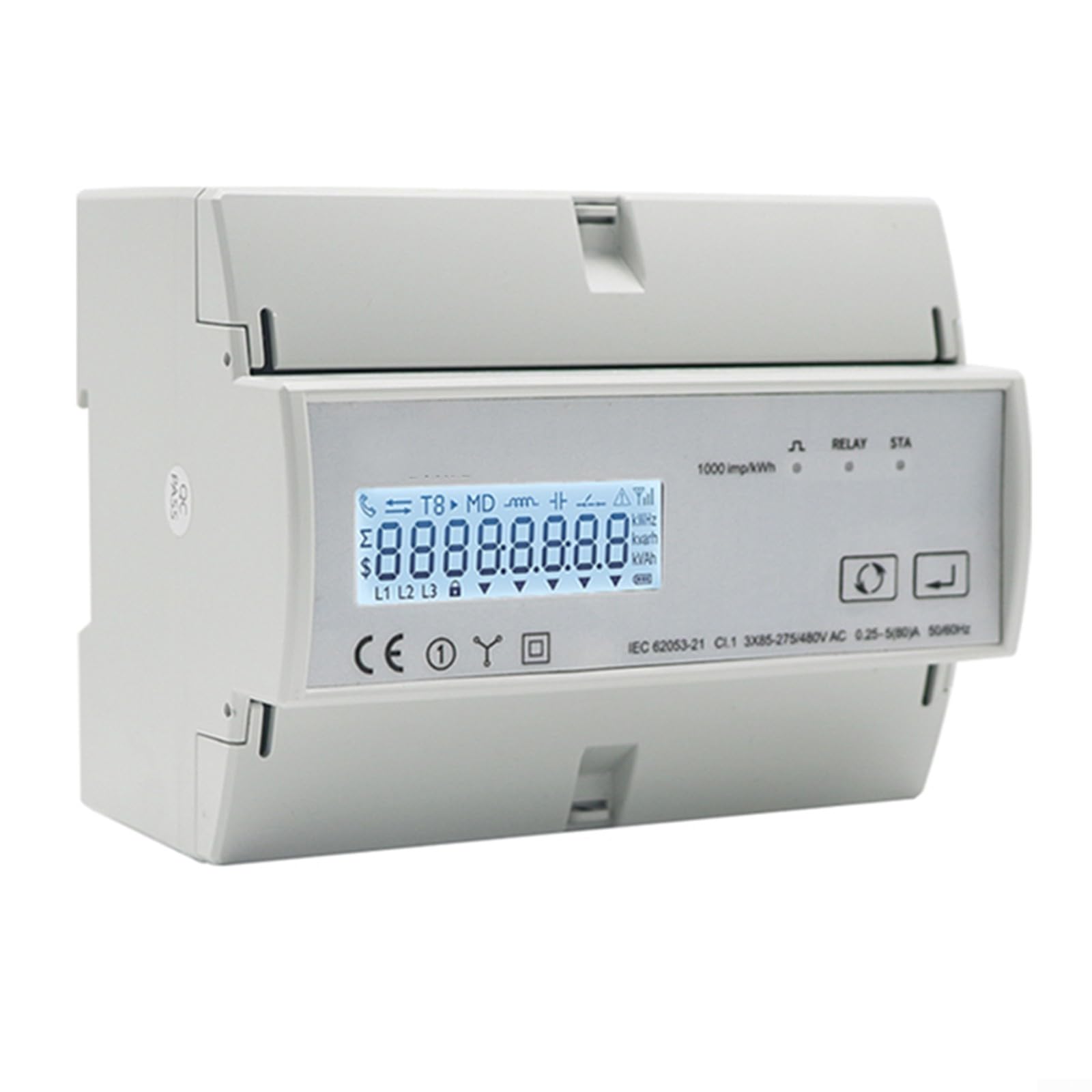 1 pièce triphasé bidirectionnel pour compteur d'énergie intelligent compatible avec compteur d'énergie bidirectionnel Wi-Fi triphasé TUYA KWh moniteur de puissance sur rail DIN (80 A)