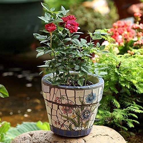 Pot de fleur classique en céramique rétro pour décor de cour et intérieur