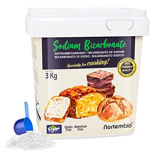 Nortembio Bicarbonate de Soude Biologique 3 Kg. Alimentaire. Spécial pour Cuisiner. Qualité Supérieure. E-Book Inclus.
