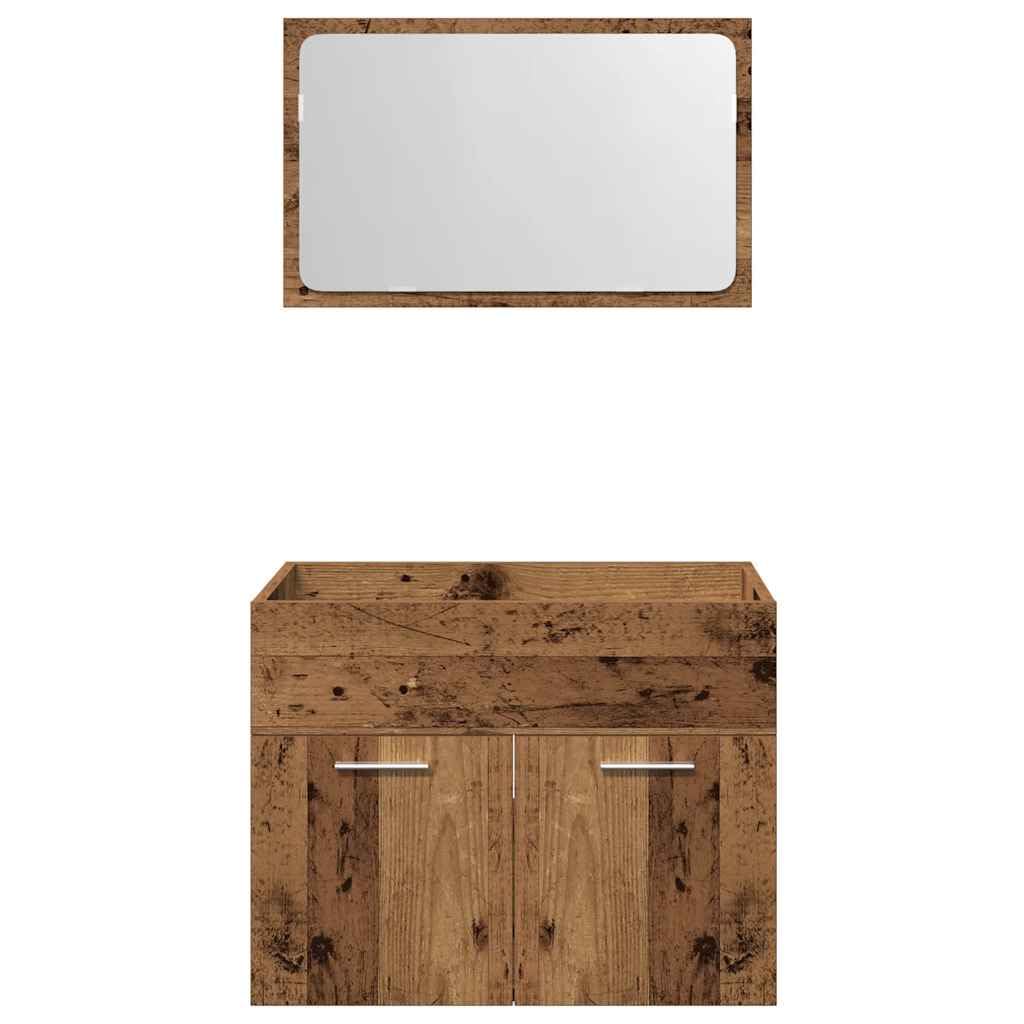 Juego de Muebles de Baño Madera Antigua Madera 2 Piezas