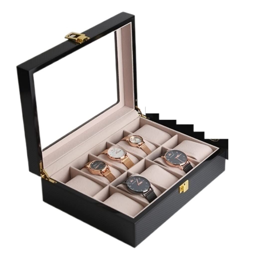 YNIYUJKL Watch Case Wooden Watch Box Jewelry Display Storage Holder Organizer Watch Case Jewelry Dispay Watch Box Watch Box,A-10 Slots,B-10 Slots