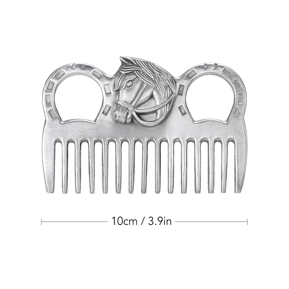 Peigne pour cheval en aluminium – Forme tête de cheval