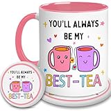 YIDAJI Friend Mug - Valentine Gifts For Bestie, Friend - You'll Always Be My Best-Tea Mug, Coaster - Best Friend Gift For Women - Friendship Gifts For Female Friend, BFF, Women - Bestie Birthday Gift