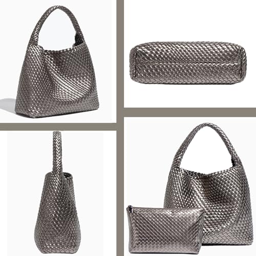 Image of Geelyda Woven Tote Bag for Women with Purse, Fashion Shoulder Hobo Underarm Bags, Large Woven Handmade Work Commuter Day Bags