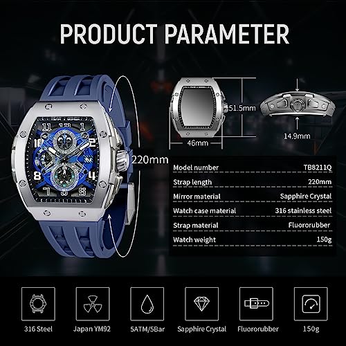 Image of TSAR BOMBA Mens Watch for Men Waterproof Men's Wrist Watches Gift for Men