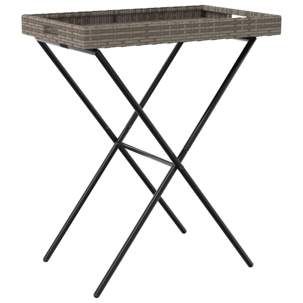 vidaXL Mesa con Bandeja Plegable ratán sintético Gris 65x40x75 cm