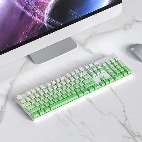 Image of Gradient Keycaps, PBT Double Shot 104 Keys Keycaps, OEM Profile Custom Keycaps Set for 60% /87 /104 Cherry Gateron MX Switches Mechanical Keyboard(Green)