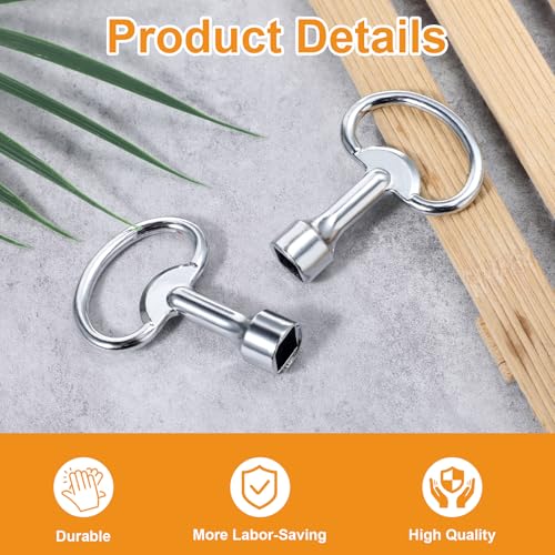 simarro 2 Stück Vierkantschlüssel Steckschlüssel Universal, Metall Dreieck Wasserhahn Schlüssel 8mm, Heizung Entlüftungsschlüssel für Heizkörper Mülltonne Aufzug Elektrokasten Gas Wasser Stromzähler