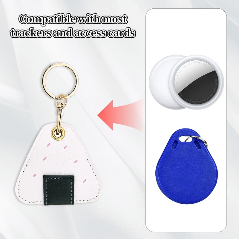 Image of Leather Keychain Case Holder Compatible with Apple AirTag, GPS Airtag Keychain Finder Tracker with Key Ring, Anti-Scratch Protective Air Tag Cover | Leather