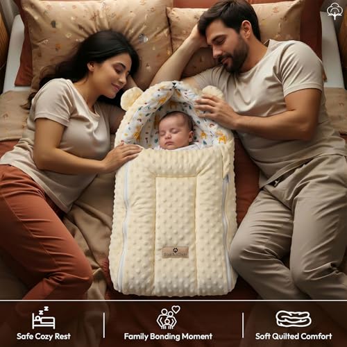 Image of StarAndDaisy 3 in 1 Baby Sleeping Bag /Baby Bedding Set for new Born, Baby Bed for New Born /Foldable & Washable Cotton Design /Comfortable Sleeping Bag for Baby 0-12 Months (Giraffe Print)