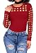 Girl Hollow Out Blouse Henley Shirt Long Sleeve Stretchy Top with Long Sleeves S