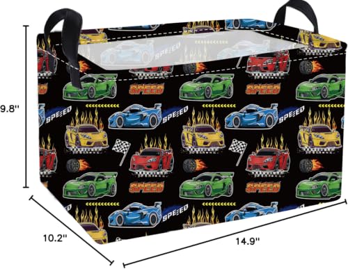 Image of Essme Rectangular Kids Baskets,Car Storage Box,Cute Basket for Kids with Handles for Room Decor, Book Bins,Shelf Basket.(Balck car