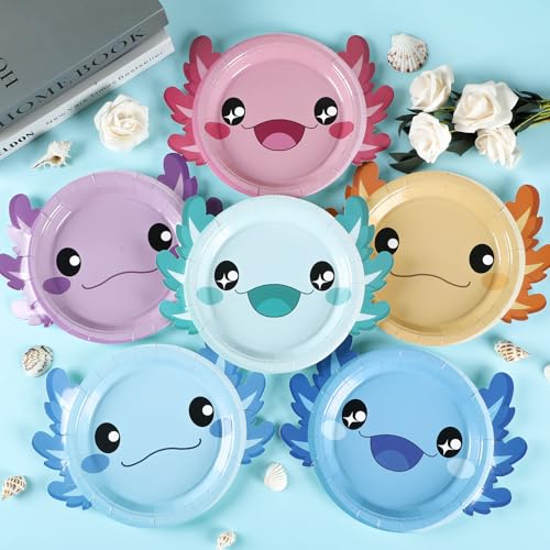 Image of 60Pcs Axolotl Party Decorations AxolotlBirthday Paper Plate Tableware