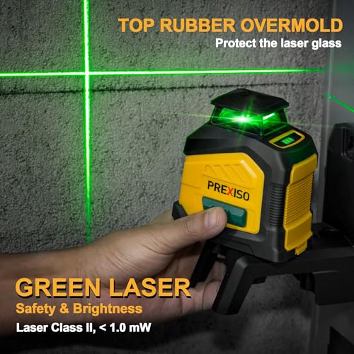 Image of PREXISO 360 Laser Level with Tripod, 100Ft Self Leveling Cross Line Laser- Green Horizontal Line for Construction, Floor Tile, Renovation with Target Plate, Green Glasses, Carry Bag, 4 AA Batteries