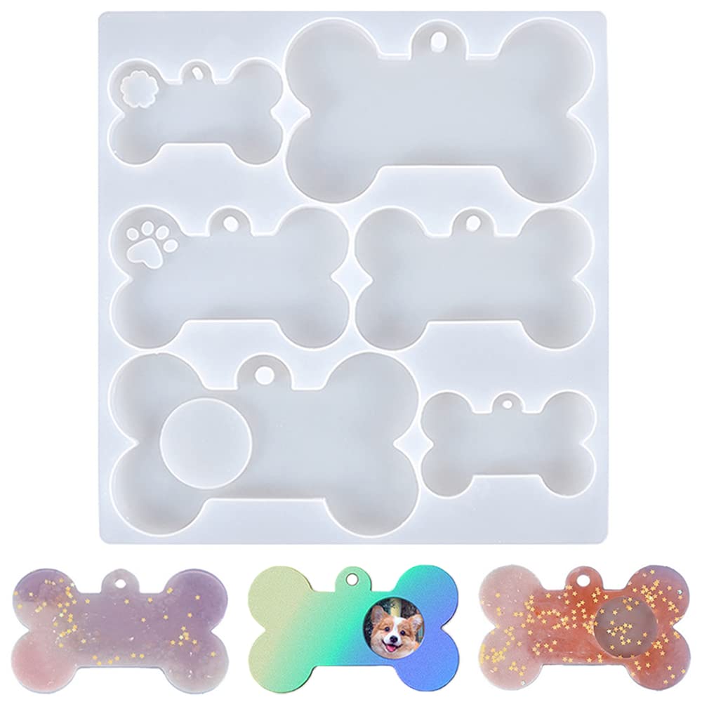 Silicone Dog Tag Moulds, Dog Bone Shaped Epoxy Resin Molds with Hole