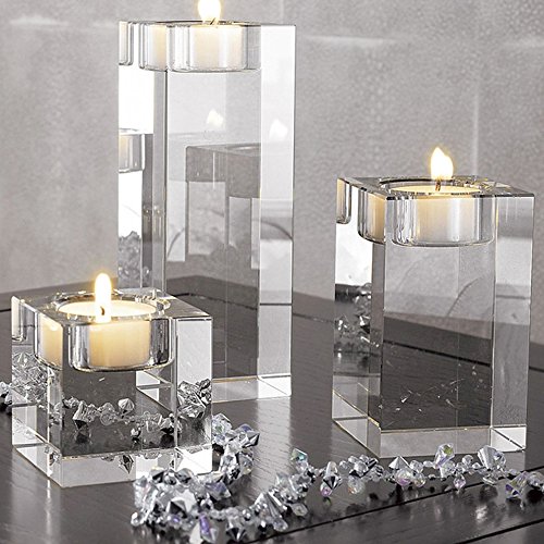 K9 Kristall Kerzenhalter für Tisch Dekoration Kristall Moderner Teelichthalter 5pcs Kerzenständer Set Dekoration für Hochzeit, Zeremonie und Jahrestag (nicht im Lieferumfang enthalten) 5*8CM Cover