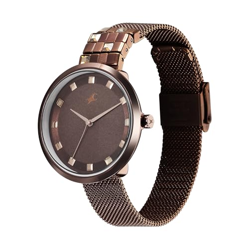 Image of Fastrack Fleek Quartz Analog Brown Dial Brown Stainless Steel Strap Watch for Girls - NT6300QM01