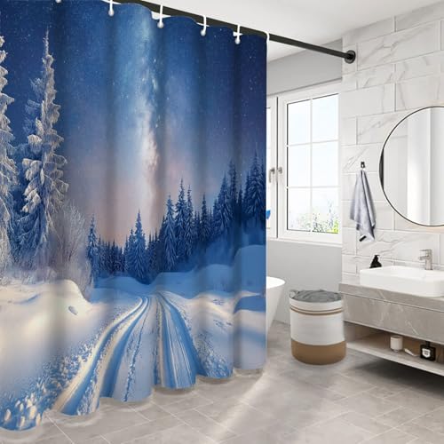 Rideau de douche polyester imperméable lavable avec 12 anneaux inclus - 5