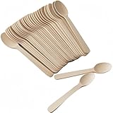 Biologisch abbaubare, kompostierbare Holzlöffel, Einweglöffel, 15,9 cm, umweltfreundlich, für Partys, Picknicks, Catering und Reisen, 48 Stück