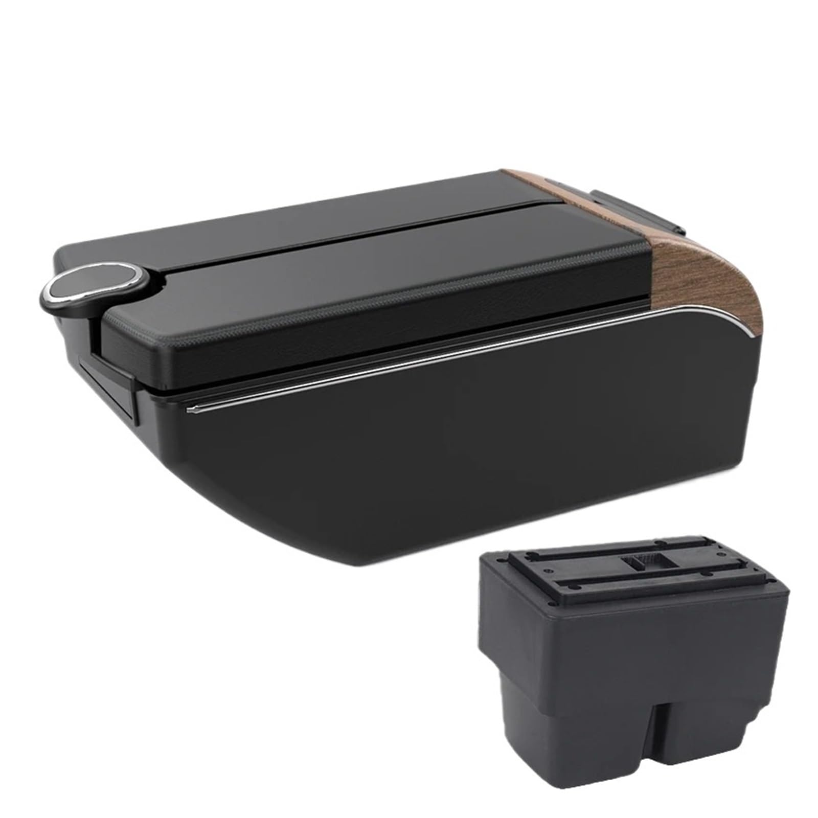 Umdjju A2 Black Line 7 Usb For Fiesta Mk7 2009-2017 Car Center Console Storage Box Modification Parts With Usb Car Centre Console Armrest Box(A2 Black Line 7 Usb)