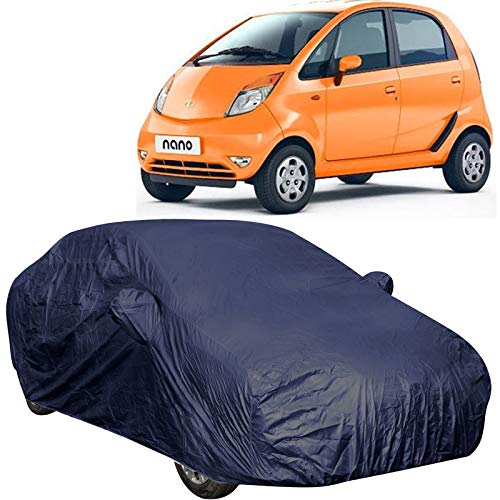 Image of 190 Taffeta Water Resistant Car Body Cover Compatible with Tata Nano with Mirror Pockets (Navy Blue)